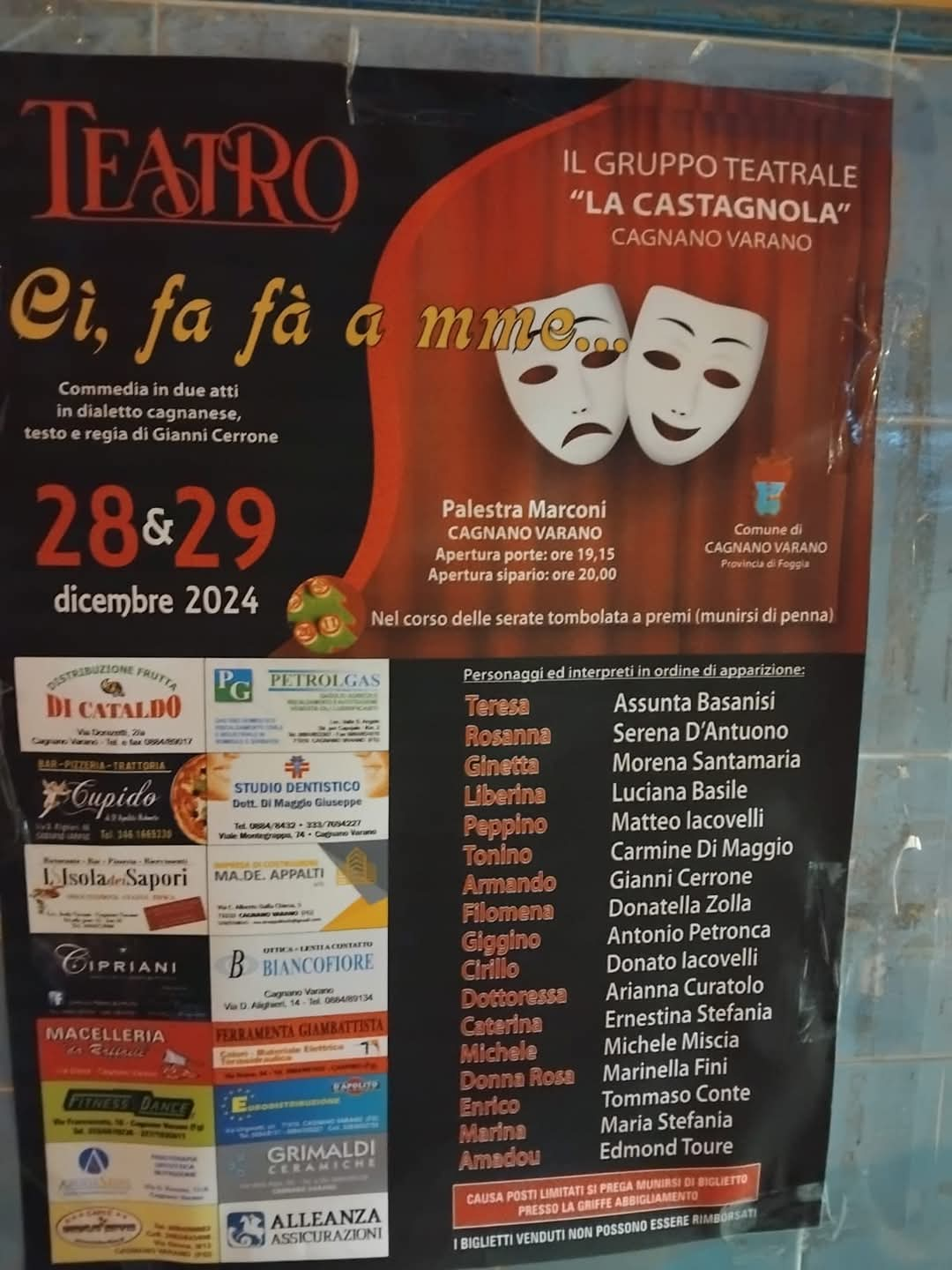 Teatro a Cagnano Varano: in scena “Ci, fa fà a mme…” il 28 e 29 dicembre 2024.